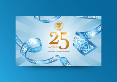 Kazakistan 'da iyi bayramlar. Vektör çizimi. Kazak ve Rusça yazıtlar: 25 Ekim. Cumhuriyet Günü