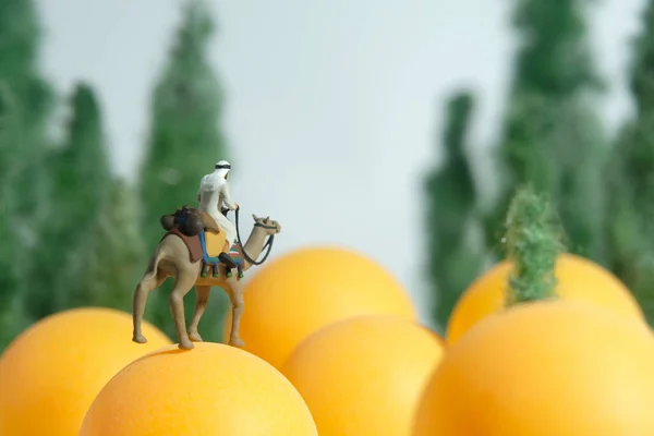 Criativa Miniatura Pessoas Brinquedo Figura Fotografia Homem Vestindo Roupas Brancas — Fotografia de Stock