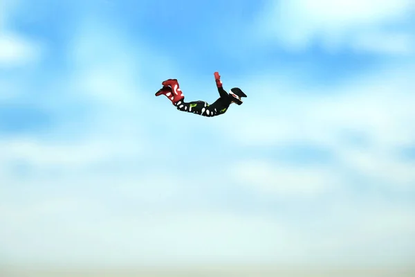 Miniature People Toy Figure Photography Men Doing Sky Diving Jump — Stockfoto