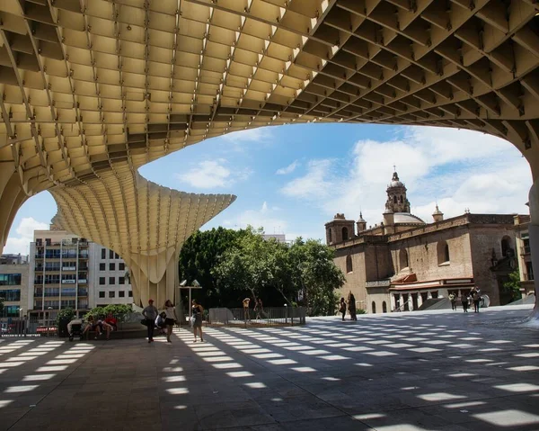 Sevilla España Junio 2018 Famosa Estructura Madera Metropol Parasol Casco —  Fotos de Stock