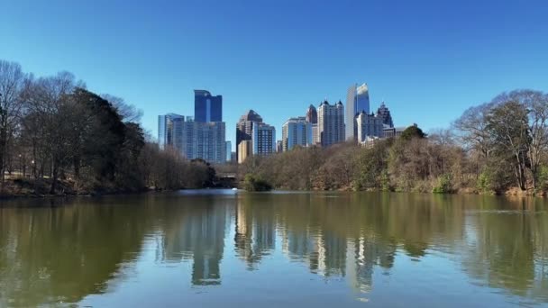 Vidéo Atlanta Skyline Piémont Park Avec Lac Clara Meer Premier — Video