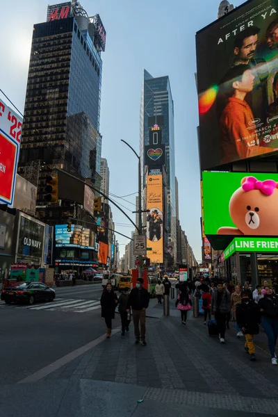 New York City Února 2022 Times Square Jeden Nejznámějších Ikonických — Stock fotografie
