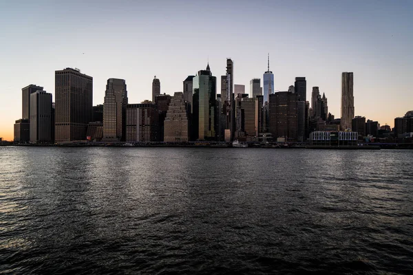 Scenic View Beautiful Manhattan Skyline Sunset New York City Shot — Stock Photo, Image