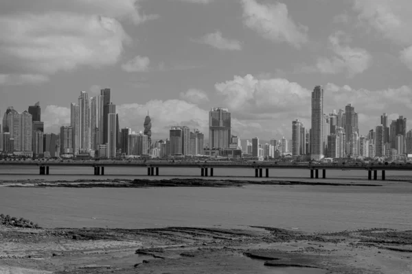 Cidade Panamá Panamá Janeiro 2021 Preto Branco Vista Panorâmica Cidade — Fotografia de Stock