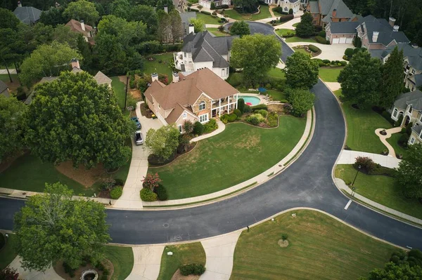 Aerial Panoramic View House Cluster Sub Division Suburbs Georgia Usa — Fotografia de Stock