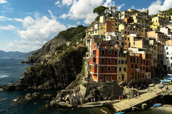 Panoramic View Beautiful Villages Cinque Terre Region Italy Popular Tourist — 스톡 사진
