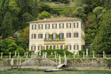 Lake Como, Italy: September 3,2022- Beautiful villa Fontanelle in Moltrasio on lake como in Italy. clipart