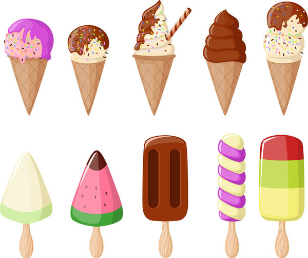 Vector Illustration of Cute ice cream collection set