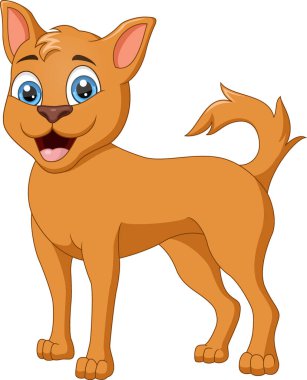 Beyaz arkaplanda şirin köpek çizgi filminin vektör çizimi