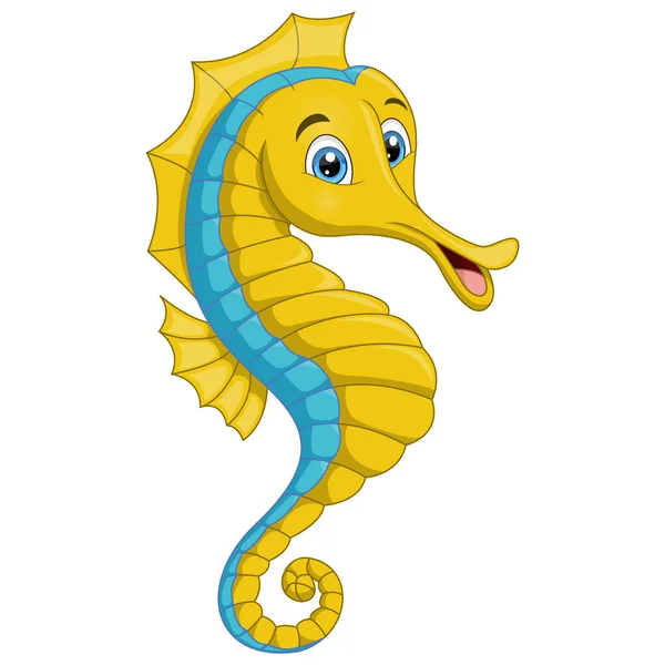 Vector Illustration Cute Seahorse Cartoon White Background — Stock Vector