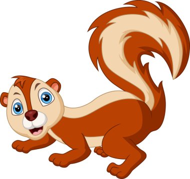 Beyaz arkaplanda şirin sincap çizgi filminin vektör çizimi