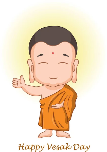 Vector Illustration Happy Vesak Day Cartoon Lord Buddha — Stock Vector