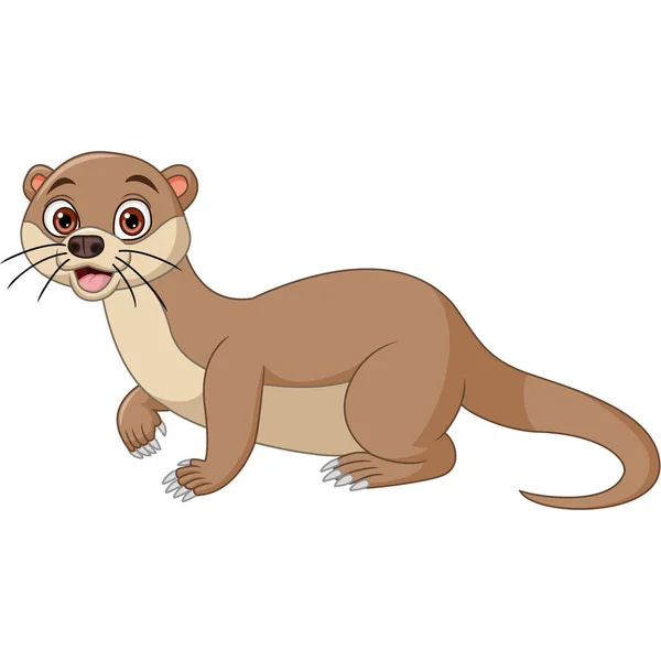 Vector Illustratie Van Leuke Otter Cartoon Witte Achtergrond — Stockvector