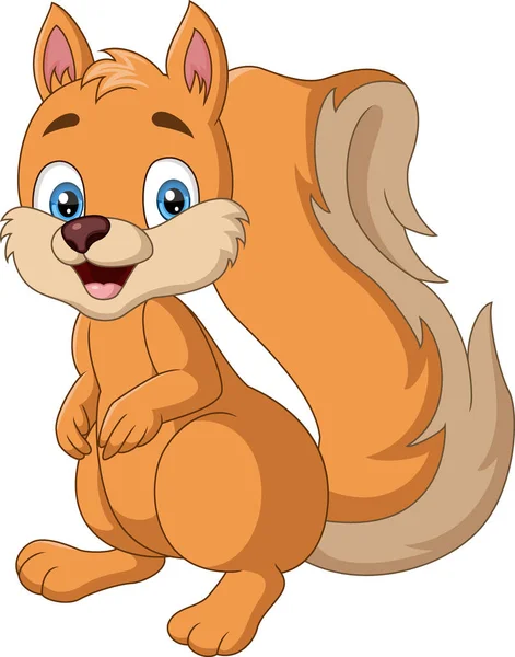 Vector Illustration Cute Little Squirrel Cartoon Isolated White Background — Wektor stockowy