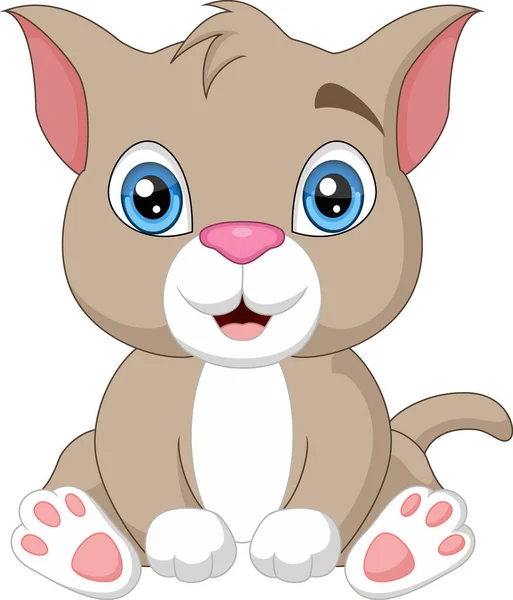 Wektor Ilustracja Cute Little Cat Cartoon Siedzi — Wektor stockowy