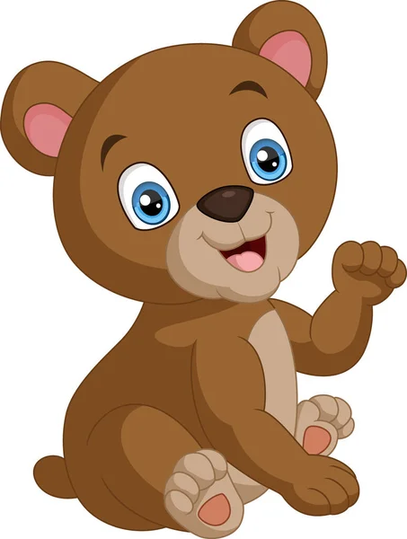 Vector Ilustración Lindo Oso Pequeño Dibujo Animado Sentado — Vector de stock