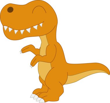 Beyaz arkaplanda şirin dinozor çizgi filminin vektör illüstrasyonu
