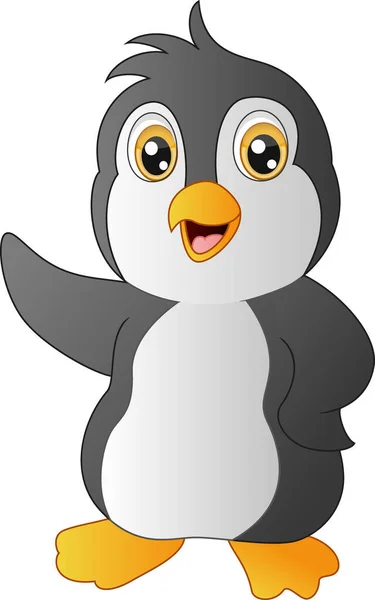 Vector Illustration Cute Penguin Cartoon White Background — Stock Vector