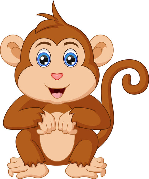 Вектор: Симпатичная маленькая обезьянка, сидящая