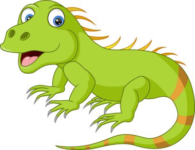 Beyaz arka plan üzerinde izole şirin iguana karikatür vektör çizim