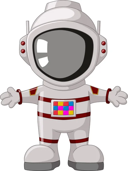 身着白色背景宇航服的可爱宇航员的矢量图解 — 图库矢量图片