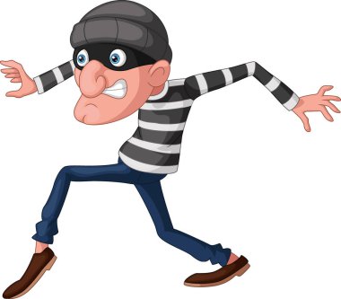 Vector Illustration of Cute thief cartoon walking carefully
