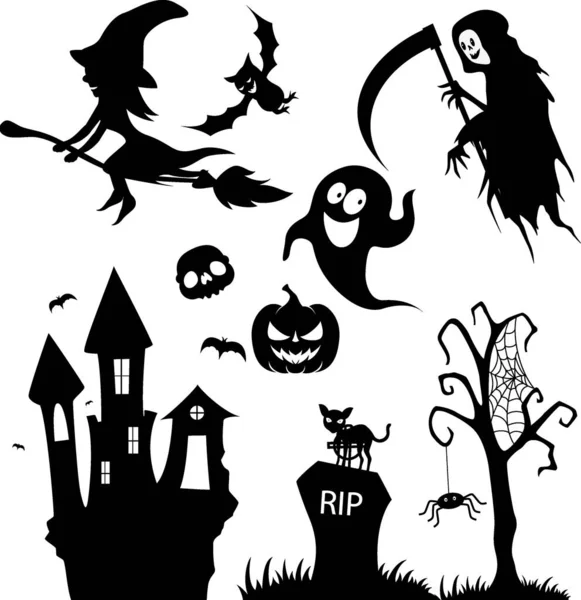Vector Illustration Cute Halloween Icon Collection Set — стоковый вектор