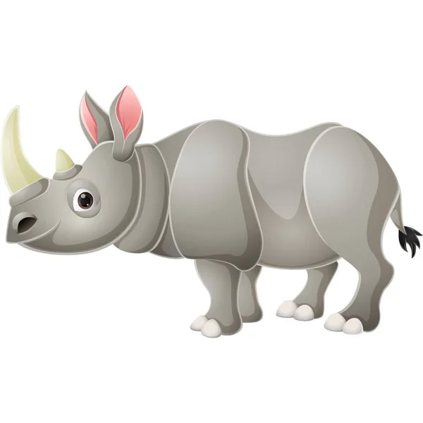 Ilustração Vetorial Desenhos Animados Rinoceronte Bonito Fundo Branco —  Vetores de Stock