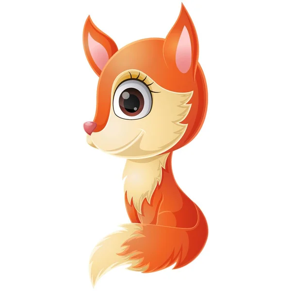 Wektor Ilustracja Cute Baby Fox Kreskówki Siedzi — Wektor stockowy