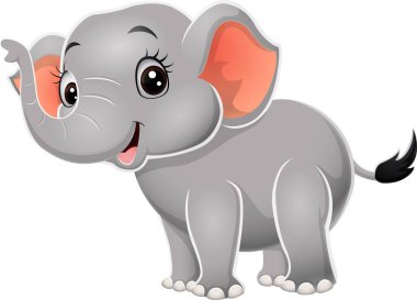 Vector Illustration of Cartoon baby elephant on white background