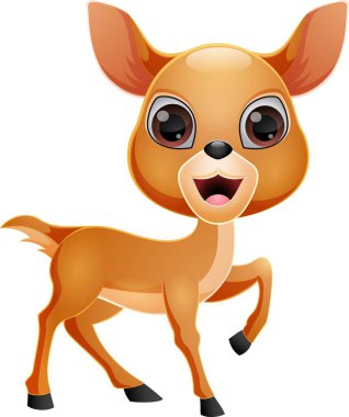 Beyaz arka planda şirin küçük geyiğin vektör çizimi