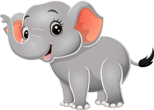 Vector Illustration Cartoon Baby Elephant White Background — Archivo Imágenes Vectoriales