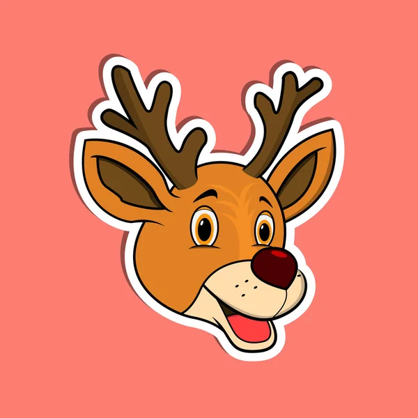 Animal Face Sticker Mit Dee Character Design Vektor Und Illustration — Stockvektor