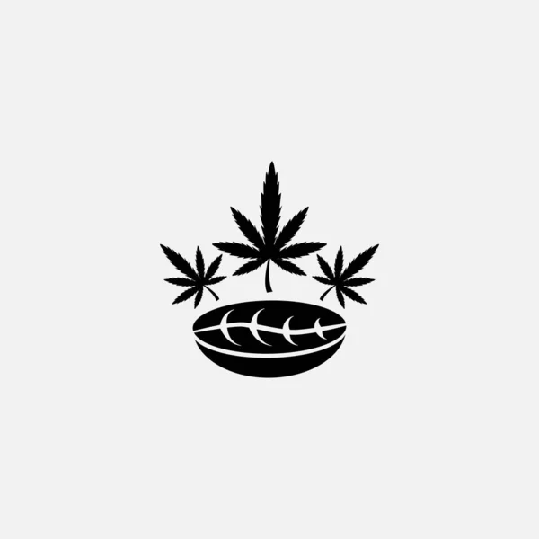 Wzór Logo Filiżanki Kawy Fasolą Trzema Marihuanami Etykieta Kawiarni Logo — Wektor stockowy