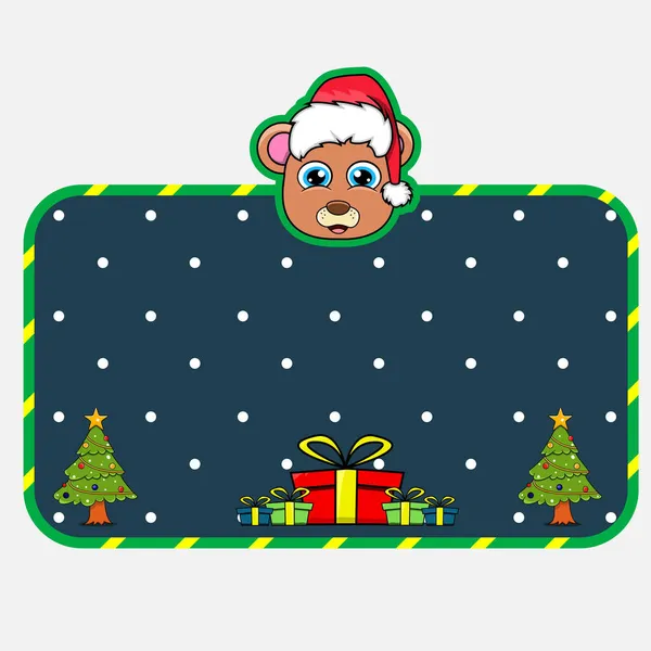 Carte Voeux Noël Nouvel Avec Design Caractère Ours Tête Animal — Image vectorielle