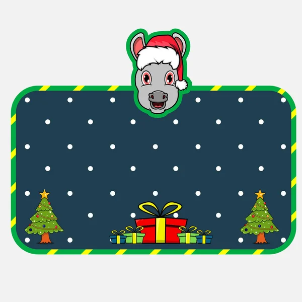 Carte Voeux Noël Nouvel Avec Design Caractère Âne Tête Animal — Image vectorielle