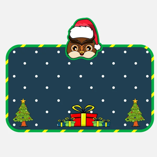 Carte Voeux Noël Nouvel Avec Design Caractère Hibou Tête Animal — Image vectorielle