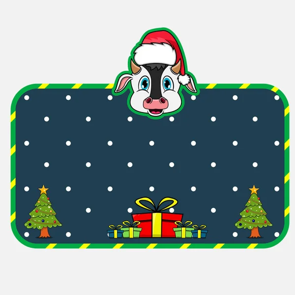 Carte Voeux Noël Nouvel Avec Design Caractère Vache Tête Animal — Image vectorielle