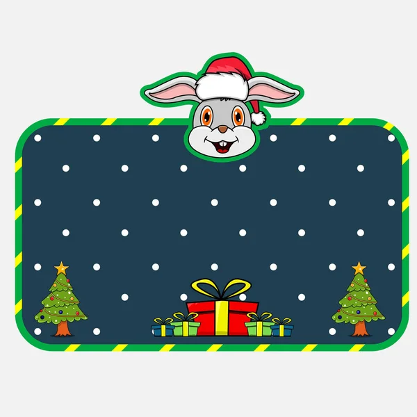 Carte Voeux Noël Nouvel Avec Design Caractère Lapin Tête Animal — Image vectorielle