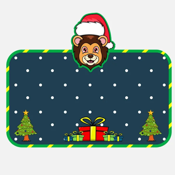 Carte Voeux Noël Nouvel Avec Design Caractère Lion Tête Animal — Image vectorielle
