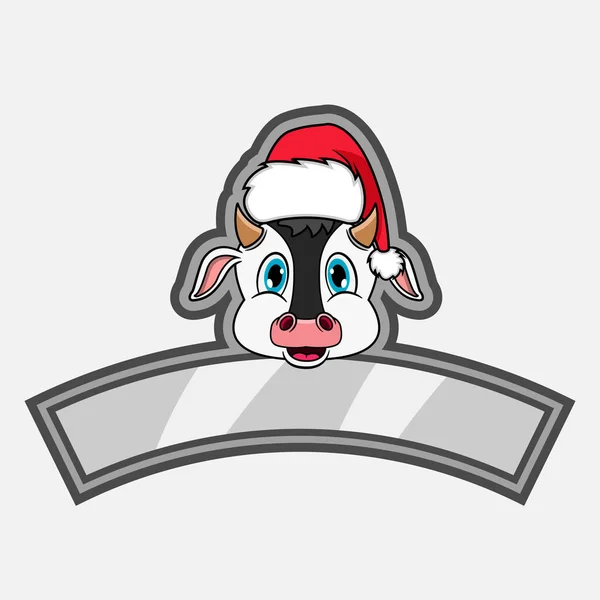 Logo Personnage Tête Vache Icône Filigrane Insigne Emblème Étiquette Avec — Image vectorielle