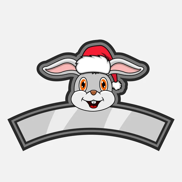 Tavşan Başı Logosu Simge Filigran Rozet Amblem Noel Şapkası Etiketi — Stok Vektör