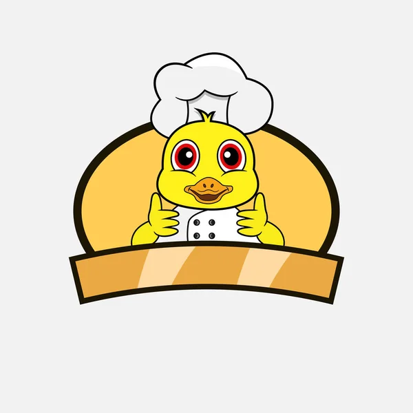 Chef Lindo Pato Tema Cocina Mascota Carácter Logo Etiqueta Icono — Vector de stock
