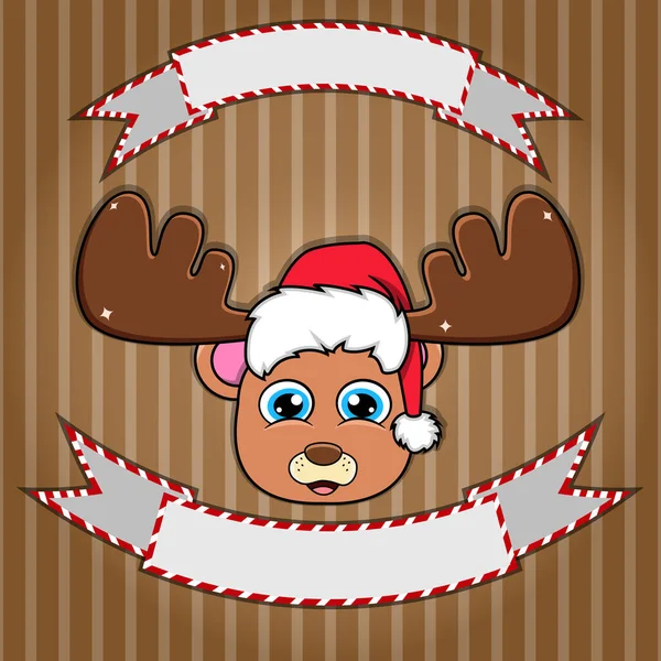 Jolie Tête Ours Avec Chapeau Noël Étiquette Bannière Vierges Caractère — Image vectorielle