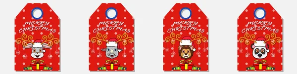 Mutlu Noeller Koleksiyonu Sevimli Baş Karakter Tasarımı Etiketini Hazırla Tavşan — Stok Vektör