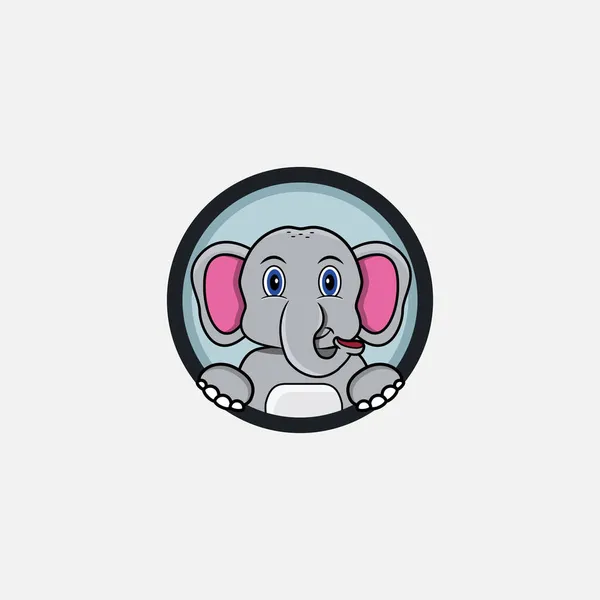 Diseño Divertido Del Personaje Elephant Head Perfecto Para Logo Etiqueta — Vector de stock