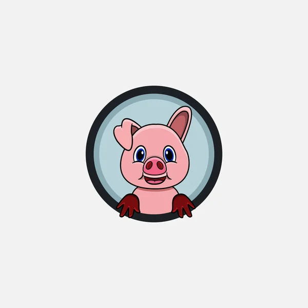 有趣的猪头角色设计 完美的标志 模板和图标 向量及图解 — 图库矢量图片