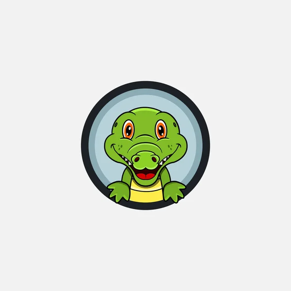 Funny Crocodile Head Character Design Perfect Logo Label Template Icon — Stock Vector