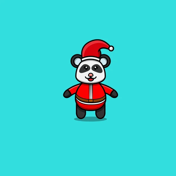 Lindo Bebé Panda Con Traje Santa Claus Carácter Logotipo Icono — Vector de stock