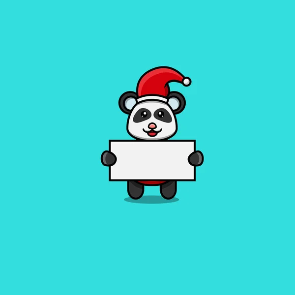 Lindo Bebé Panda Usando Sombrero Traer Globos Carácter Logotipo Icono — Vector de stock